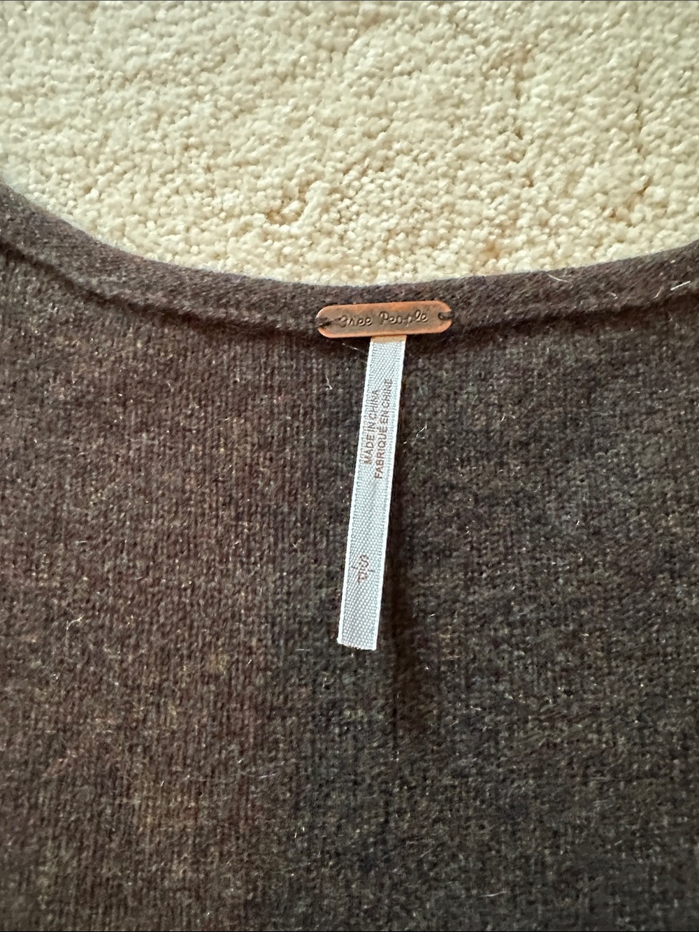 Free People Heathered Dark Brown Scoop Neck cashmere sweater